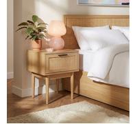 Table de chevet avec cannage naturel - 1 tiroirs - Décor imitation bois - L 40 x P 29,5 x H 50cm - AMANA