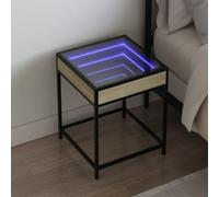Table de chevet avec LED Infinity chêne sonoma 40x40x51 cm, table de chevet avec éclairage LED RVB et cadre en métal