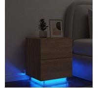 Table de chevet avec LED - VIDAXL - Chêne sonoma - 45x40x55 cm - 7 tiroirs - Éclairage LED RVB - Connecteur USB