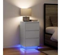 vidaXL Table de chevet avec lumières LED blanc 38x34x65 cm, table de nuit, table de lit, table d'appoint, armoire de lit, 861301