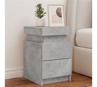 Table de chevet avec lumières LED gris béton 35x39x55 cm
