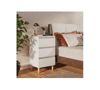 vidaXL Table de chevet avec pieds en bois solide Blanc 40x35x69 cm