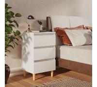vidaXL Table de chevet avec pieds en bois solide Blanc 40x35x69 cm