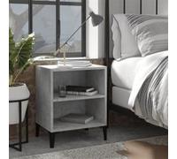 Table de chevet avec pieds en métal gris béton 40x30x50 cm Gris G