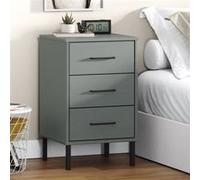 Table de chevet avec pieds en métal Gris Bois pin massif OSLO Gris G