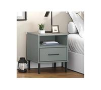 Table de chevet avec pieds en métal Gris Bois pin massif OSLO350971