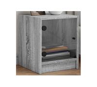 vidaXL Table de chevet avec porte en verre sonoma gris 35x37x42 cm