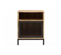 Table de chevet avec rangements industriel bois manguier massif et métal perforé RACK