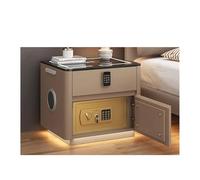 Table de chevet avec station de charge, ports USB/Type-C, table de nuit LED avec coffre-fort caché et tiroir à combinaison, capteur de haut-parleur lumineux pour chambre à coucher