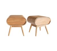 Table de chevet avec tiroir vintage bois clair (lot de 2) BJORG