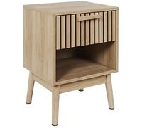 Table de Chevet avec tiroir Bois naturel Rainuré L40cm Klaus HOME DECO FACTORY