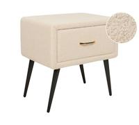 Table de chevet avec tiroir en tissu bouclé beige FLAYAT