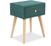 Table De Chevet Avec Tiroir En Tissu Turquoise