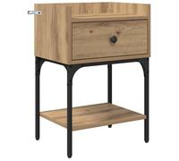 Table de chevet avec tiroir - vidaXL - Chêne artisanal - 40x29x60 cm - Bois d'ingénierie - 2 étagères