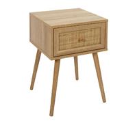 Table de chevet Bali avec 1 tiroir en rotin et panneaux de particules - Beige