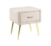 Beliani Table de Chevet en Velours Beige et Métal Doré 1 Tiroir Pratique Elégant Flayat