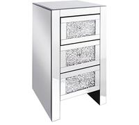 Beliani Table de Chevet avec Miroir et 3 Tiroirs Effet Diamants Broyés Meuble de Rangement Ultra Élégant pour Chambre ou Salon au Style Glamour