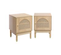 Table de chevet bois et cannage 1 porte (lot de 2) JUDITH