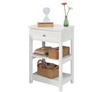 Table de chevet bout de canapé table d'appoint avec 1 tiroir et 2 étagères de rangement - blanc fbt46-w sobuy® Blanc G