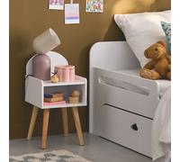 Table De Chevet Chambre Enfant, Pieds En Pin Blanc TU