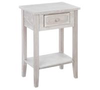 Table de chevet ""Charme"" bois blanchi H67cm - Atmosphera Créateur d'intérieur