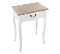 Atmosphera - Table de Chevet Baroque Chrysa, Blanche et Bois, L 47 x H 66 cm, 1 Tiroir - pour Chambre, Salon, Entrée