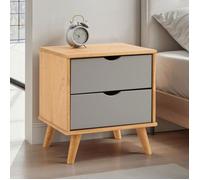 IDIMEX Table de chevet Colima – bois massif gris, 2 tiroirs, sur pieds