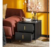 Table de chevet/commode - FBT115 - 2 tiroirs - Bois - Design marocain moderne - Noir