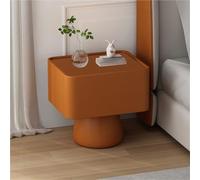 Table de Chevet créative avec tiroirs, Grande Table d'appoint de Rangement, Table de Nuit en Bois avec revêtement en Cuir pour Salon, Chambre (Orange 50 cm)
