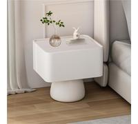 Table de Chevet créative avec tiroirs, Grande Table d'appoint de Rangement, Table de Nuit en Bois avec revêtement en Cuir pour Salon, Chambre (Blanche 45 cm)