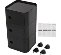 Table de chevet & d'appoint - 3 niveaux - Avec roulettes universelles - Plateau ouvert - 32×32×63,3 cm - Pour Chambre Et Salon - Noir