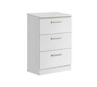Table de chevet de 3 tiroirs coloris blanc - longueur 40 x profondeur 31 x hauteur 66 cm --