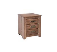 Table de chevet de 3 tiroirs coloris Noyer - longueur 45 x profondeur 38 x hauteur 50 cm --