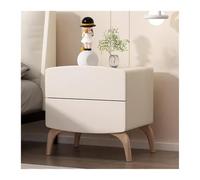 Table de Chevet de Rangement Grande capacité Double tiroirs Simple Table de Chevet en Bois Couleur Pure crème Organisateur Chambre Maison(White,Medium)