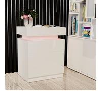 Table de chevet - DHHOZAMZ - Blanche - 3 tiroirs - Éclairage LED - 45x35x61cm