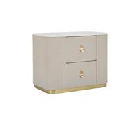 Table de Chevet Effet Marbre "Beauty" 60cm Crème & Or