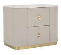 Mauro Ferretti Table de chevet Beauté – 2 tiroirs, effet marbre, détails dorés 60x40 cm Crème & Or