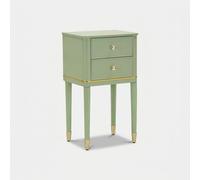 Paris Prix – Table de chevet Camille – 2 tiroirs, 71 cm – Vert & Or