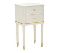 Table de chevet en bois blanc avec détails dorés, 40 x 30 x 71 cm