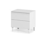 Pegane Table de chevet en bois - Blanc brillant