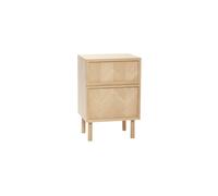 Table de chevet en bois de chêne clair beige, cube, 2 portes, 1 tiroir - Hübsch, Herringbone - 40x30x60 cm