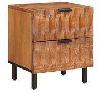 Table de chevet en bois de mangue - vidaXL - Marron - 40x33.5x46 cm - 2 tiroirs - Grand espace de stockage