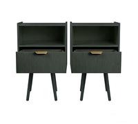 Table de chevet en Bois DHHOZAMZ,Lot de 2 table de nuit avec 1 tiroir 1 niche,40x30x66 cm,noir