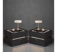 Table de chevet en bois massif avec verrouillage par mot de passe et fonction de charge, haut-parleurs LED, design moderne pour le rangement et l'organisation de la chambre à coucher