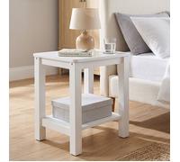 Homestyle4u Table de chevet en bois massif blanc – Blanc nuit