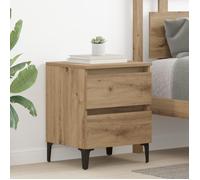 Table de chevet en chêne artisanal - VIDAXL - 40x35x50 cm - Marron - Bois d'ingénierie - Texturé - 2 tiroirs