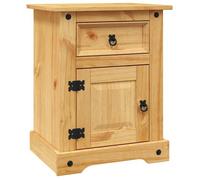 Table de chevet en pin - GKO - 53x39x66 cm - Marron - Bois de pin massif - Tiroir et placard - Style mexicain