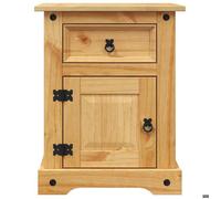 Table de chevet en pin massif - WIENS - 53x39x66 cm - Marron - Tiroir et placard - Style mexicain Corona