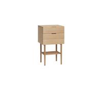 Table de chevet en placage de chêne clair beige, 2 tiroirs, cube - Hübsch, Acorn - 40x35x70 cm