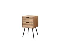 Table de chevet en teck marron, 2 tiroirs, carrée - Chehoma, Pocket - 40x40x66 cm